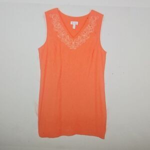 DENIM & Co embroidered Gauze coral dress XL